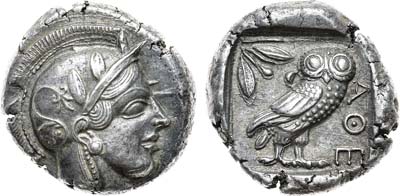 Лот №9,  Древняя Греция. Аттика. Афины. Тетрадрахма 454-404 гг до н.э.