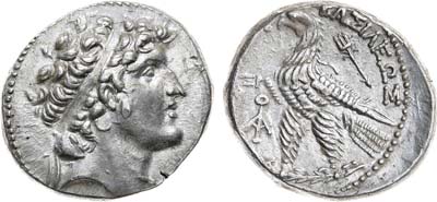 Лот №16,  Государство Селевкидов. Лаодикея. Царь Александр I Балас. Тетрадрахма 147-146 гг до н.э.