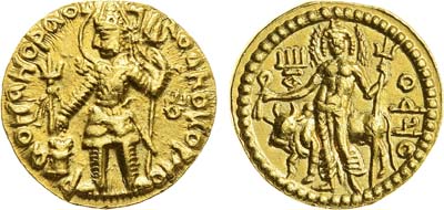 Лот №24,  Кушанское царство. Царь Васудэва I. Динар 270-310 гг.