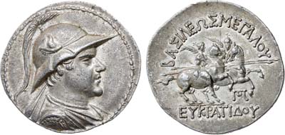 Лот №3,  Бактрия. Греко-Бактрийское царство. Царь Евкратид I. Тетрадрахма 170-145 гг до н.э.