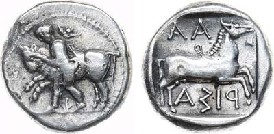 Лот №7,  Древняя Греция. Фессалия. г. Лариса. Драхма 450-420 гг до н.э.