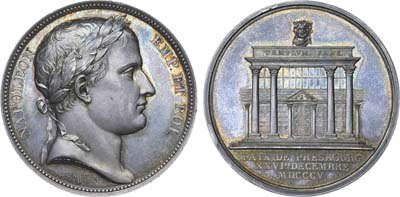 Лот №15,  Коллекция. Франция. Первая империя. Император Наполеон Бонапарт. Медаль 1805 года. В честь заключения Пресбургского мира.