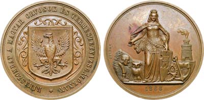 Лот №199,  Австрийская империя. Королевство Венгрия. Император Франц Иосиф I. Медаль 1866 года. В память 12-й Ассамблеи венгерских врачей и естествоиспытателей в Римасомбате (Римавска-Собота).