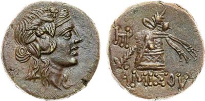 Лот №444,  Понтийское царство. Амисос. Царь Митрадат VI Евпатор. АЕ 20 85-65 гг. до н. э. Выпуск времен Митридатовой войны.