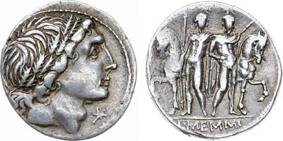 Лот №445,  Римская республика. Луций Меммий. Денарий 109-108 гг до н.э.