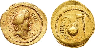 Лот №449,  Римская республика. Консул Юлий Цезарь. Ауреус 46 года до н.э.