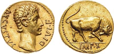 Лот №451,  Римская империя. Император Октавиан Август. Ауреус 27-14 гг. до н.э.