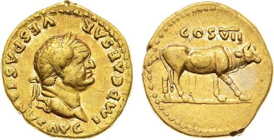 Лот №455,  Римская империя. Император Веспасиан. Ауреус 76 года.