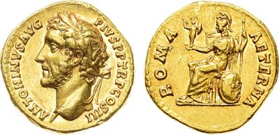 Лот №458,  Римская империя. Император Антонин Пий. Ауреус 141 года.