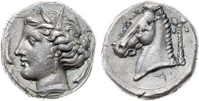 Лот №507,  Пуническая Сицилия. Энтелла. Тетрадрахма 320-300 гг до н.э.