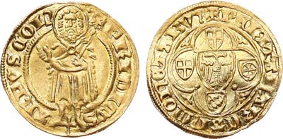 Лот №513,  Германия. Архиепископство Кёльнское. Архиепископ Фридрих III фон Саарверден. Золотой гульден 1399-1402 гг.