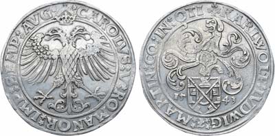 Лот №519,  Германия. Княжество Эттинген. Князья Карл Вольфганг, Людвиг XV, Мартин. Талер 1543 года.