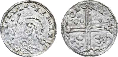 Лот №520,  Дания. Королевство. Король Свен II Эстридсен. Денарий (пенни) 1047-1075 гг. В слабе ННР MS 62.