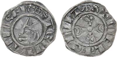 Лот №529,  Франция. Епископство Мо. Епископ Этьен де ла Шапель. Денье 1161-1171 гг.