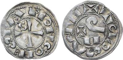 Лот №530,  Франция. Прованс. Графство Тулуза. Граф Раймонд VII. Денье 1222-1249 гг. В слабе ННР MS 61.