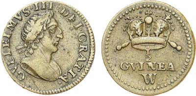 Лот №540,  Англия и Нидерланды. Король Вильгельм III Оранский. Экзагий (1/2 гинеи) 1694-1702 гг.