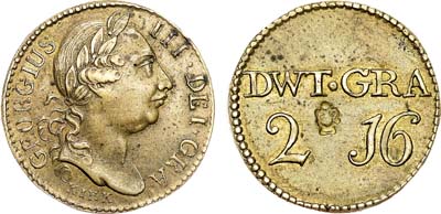 Лот №544,  Великобритания. Король Георг III (портрет последней четверти XVIII в). Экзагий (1/2 гинеи) 1760-1820 гг.