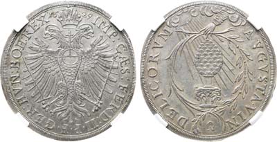 Лот №556,  Германия. Вольный город Аугсбург. Талер 1629 года. В слабе NRG MS 63.