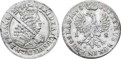 Лот №558,  Германия. Княжество Бранденбург-Пруссия. Герцог Фридрих III. 18 грошей 1698 года.