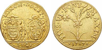 Лот №575,  Италия. Папское государство. Болонья. Папа Пий VI. Доппия 1787 года.