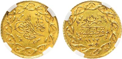 Лот №587,  Османская империя. Султан Махмуд II. Седид махмуди 1836 года (29-й год правления). В слабе NRG MS 64.