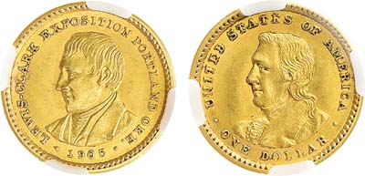 Лот №592,  США. 1 доллар 1905 года. 100 лет экспедиции Льюиса и Кларка. В слабе NRG MS 63.