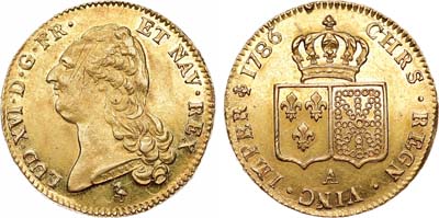 Лот №598,  Франция. Королевство. Король Людовик XVI. Двойной луидор 1786 года.