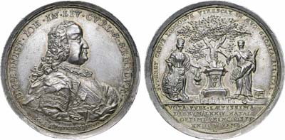 Лот №89, Коллекция. Медаль 1771 года. 74-ая годовщина герцога Эрнеста Иоанна Бирона.