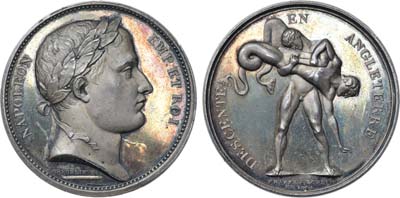 Лот №8,  Коллекция. Франция. Первая империя. Император Наполеон Бонапарт. Медаль 1804 года. Вторжение в Англию.