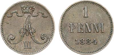 Лот №973, 1 пенни 1884 года.