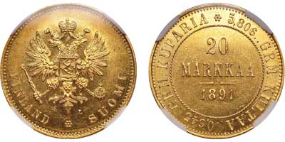 Лот №168, 20 марок 1891 года. L.