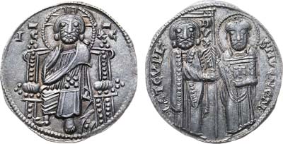 Лот №122,  Италия. Венецианская республика. Дож Джованни Соранцо. 1 грош 1312-1328 гг. В слабе ННР MS 62.