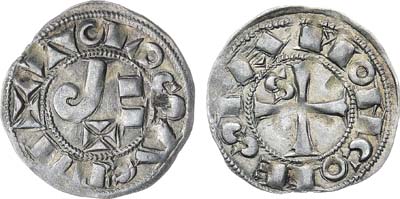Лот №128,  Франция. Прованс. Графство Тулуза. Граф Раймонд VII. Денье 1222-1249 гг. В слабе ННР MS 61.