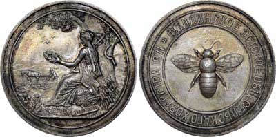 Лот №601, Наградная медаль 1871 года. Феллинского Эстского Общества сельского хозяйства.