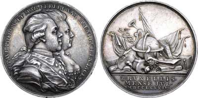 Лот №403, Медаль 1782 года. В память визита Великого Князя Павла Петровича и Великой Княгини Марии Фёдоровны в Брюссель.
