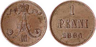 Лот №670, 1 пенни 1884 года.