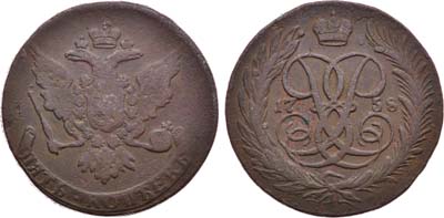 Артикул №21-17456, 5 копеек 1758 года. Без букв.
