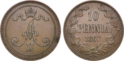 Артикул №21-20345, 10 пенни 1867 года.