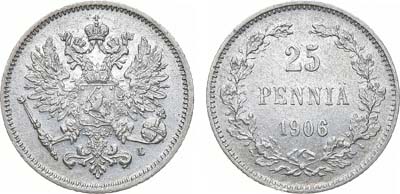 Артикул №21-20344, 25 пенни 1906 года. L.