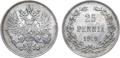 Артикул №22-00647, 25 пенни 1916 года. S.