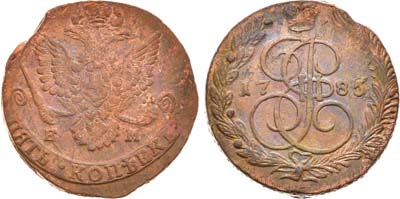Артикул №22-07598, 5 копеек 1785 года. ЕМ.