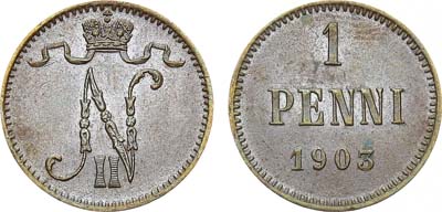 Артикул №22-00468, 1 пенни 1903 года.