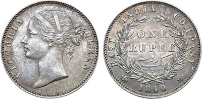 Артикул №22-03690,  Британская Индия. Колония. Королева Виктория. 1 рупия 1840 года.