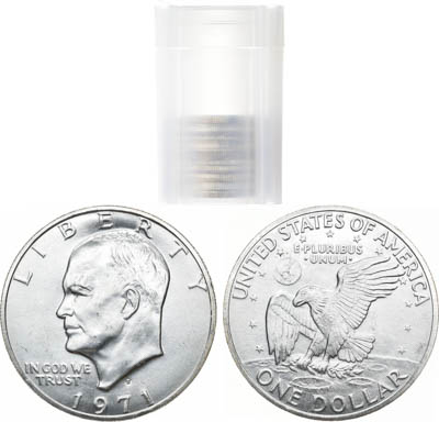 Артикул №24-03347,  США. Сборный лот из 10 монет по 1 доллару 1971 года. Эйзехауэр.