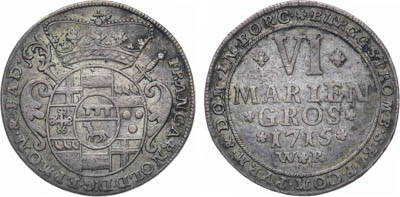 Артикул №25-12846,  Германия. Мюнстерское княжество-епископство. Князь-епископ Франц Арнольд фон Вольф-Меттерних цур Грахт. 6 мариенгрошей (1/6 талера) 1715 года.