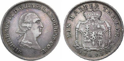 Артикул №25-12830,  Германия. Ландграфство Гессен-Кассель. 1/2 талера 1789 года.