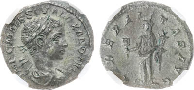 Артикул №25-19252,  Римская империя. Император Александр Север. Денарий 221-235 гг. В слабе ННР AU DETAILS.