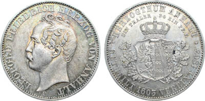 Артикул №25-19257,  Германия. Герцогство Анхальт-Дессау. Герцог Леопольд IV Фридрих. "Союзный" талер 1863 года. 260-летие основания герцогства Анхальт.