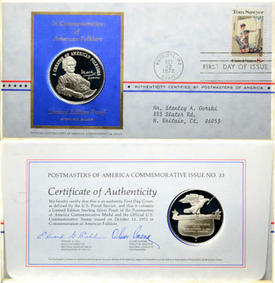 Артикул №25-19266,  США. Медаль 1972 года. Марк Твен.