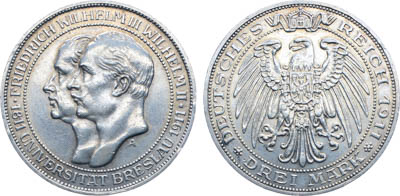 Артикул №25-19278,  Германия. Империя. Королевство Пруссия. Король Вильгельм II. 3 марки 1911 года.